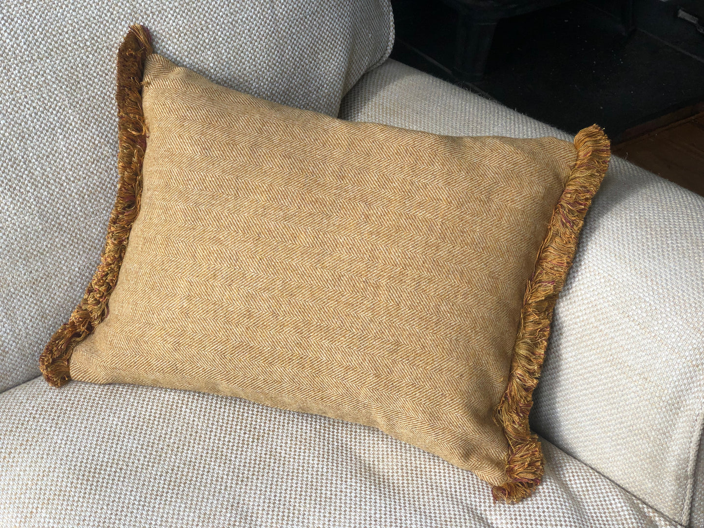 Herringbone Wool Fringe Cushion