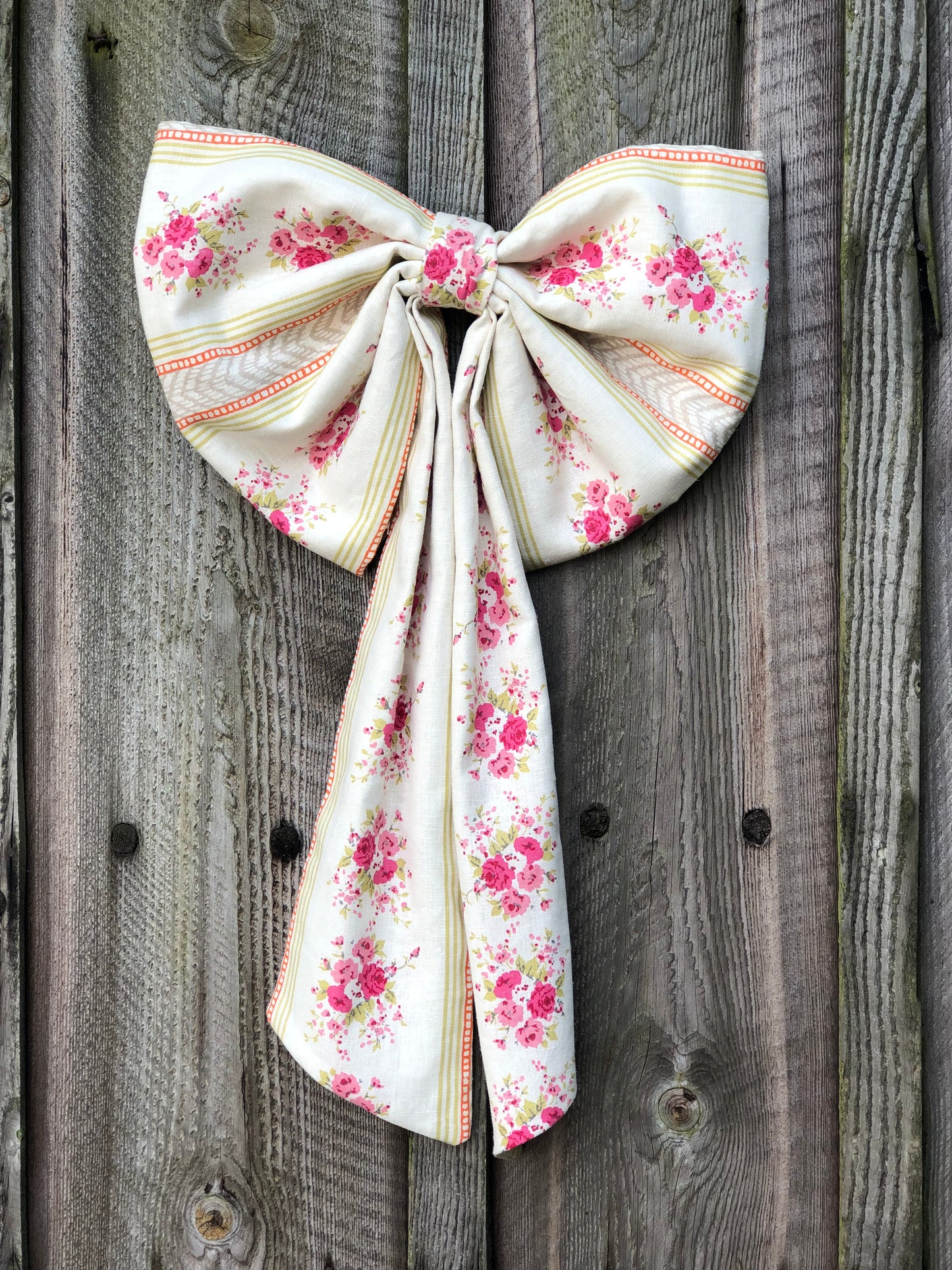 Pink Floral Linen Bow