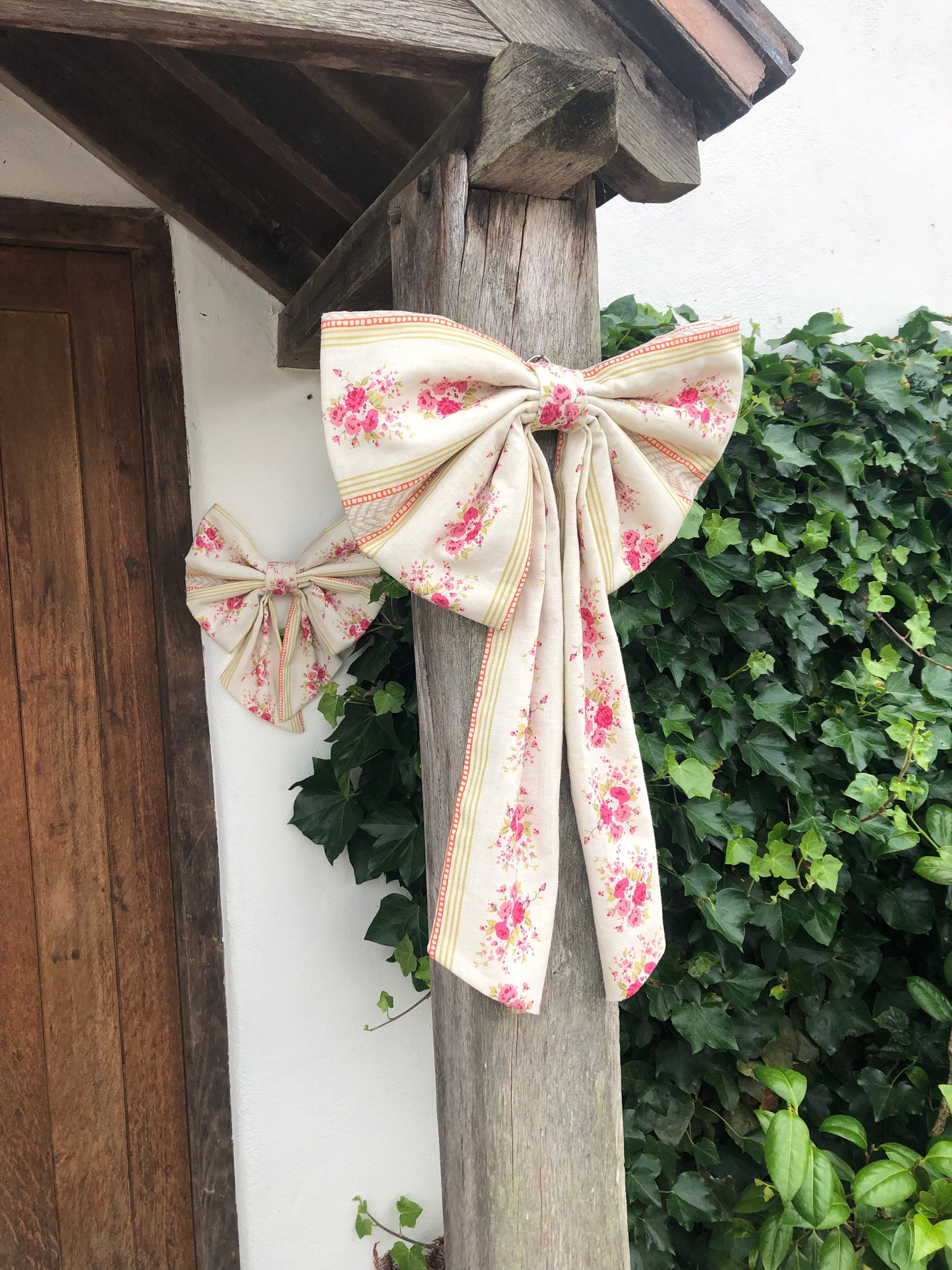 Pink Floral Linen Bow