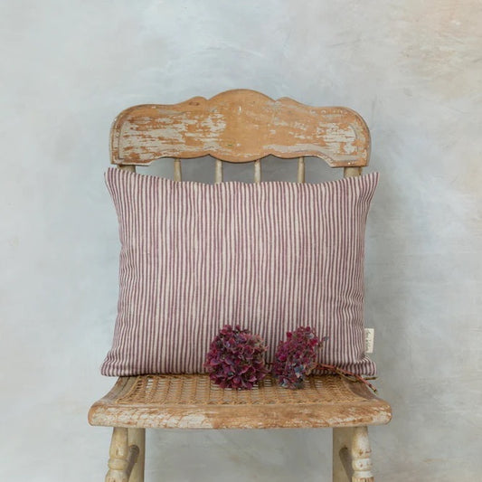 Aubergine Stripe Rectangle Linen Cushion