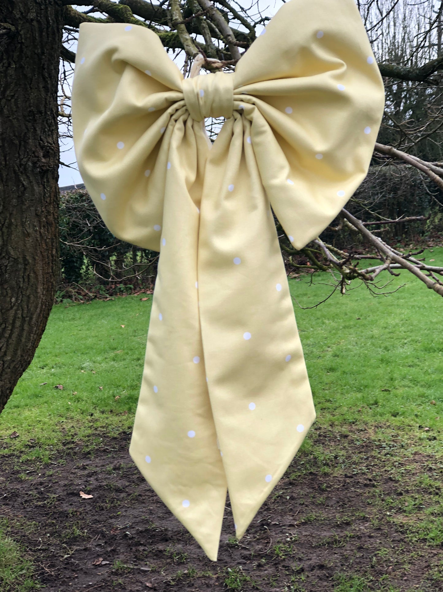 Butter Yellow Dotty Bow