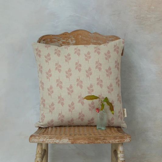 Floral Pink Square Linen Cushion