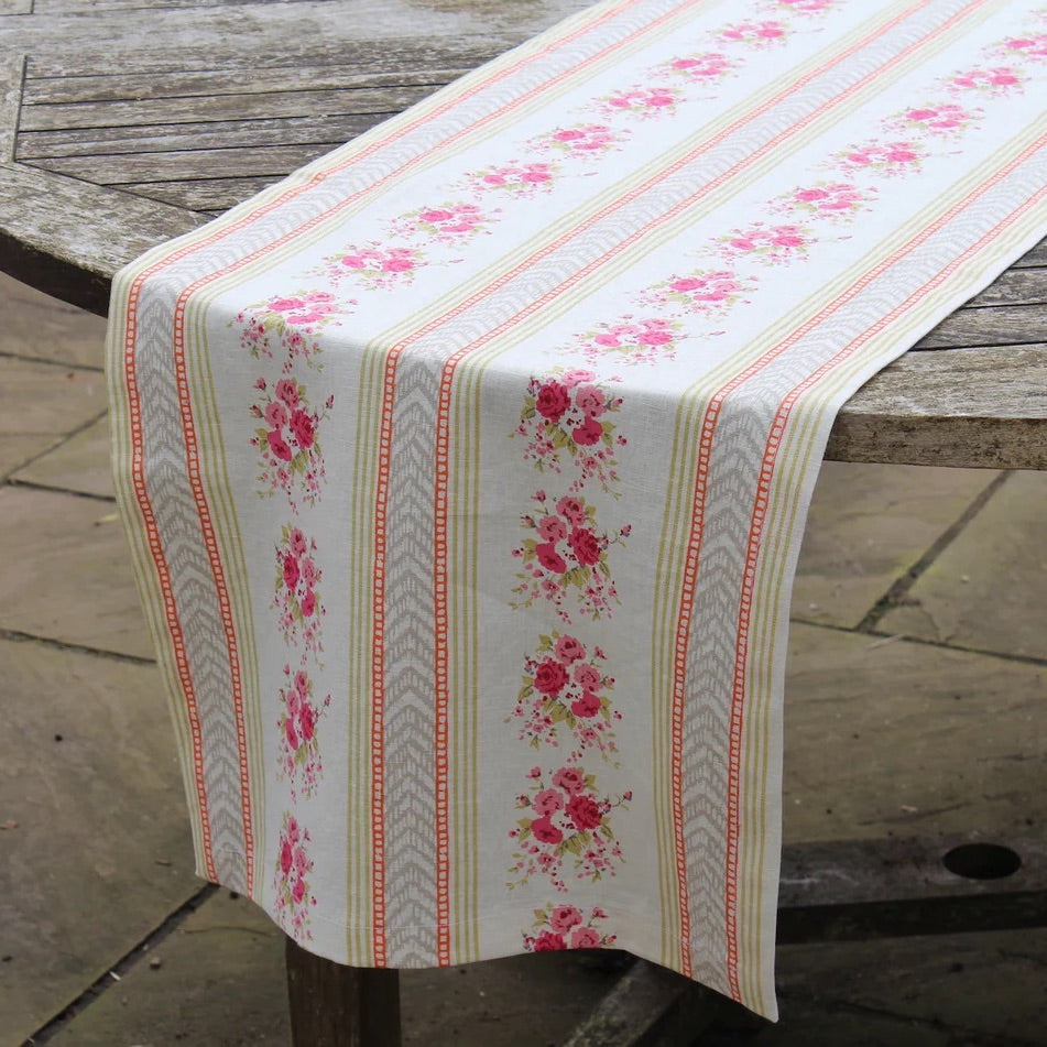 Pink English Country Rose Table Runner
