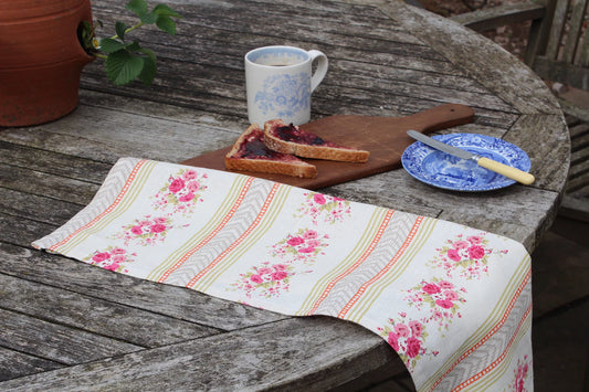 Pink English Country Rose Tea Towel