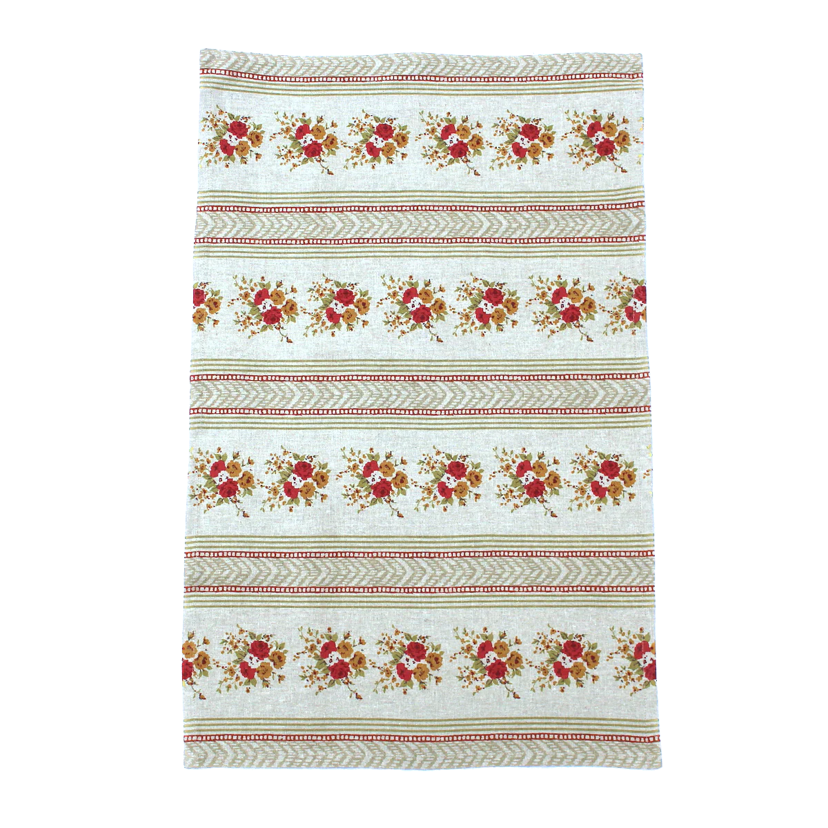 Rustic Red Country Rose Print Tea Towel