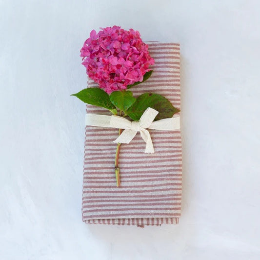 Pink Stripe Linen Napkins - Set of 4