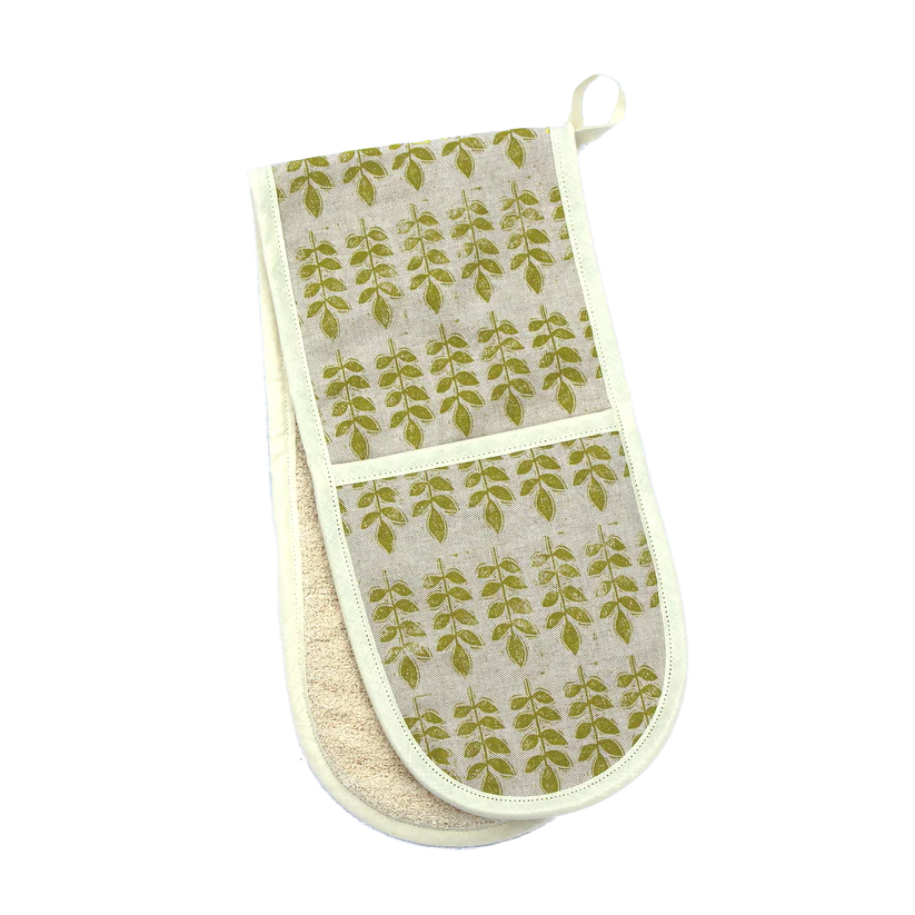 Green Leaf Double Oven Gloves