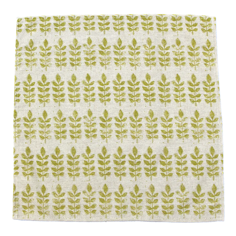 Green Leaf Linen Napkins - Set of 4