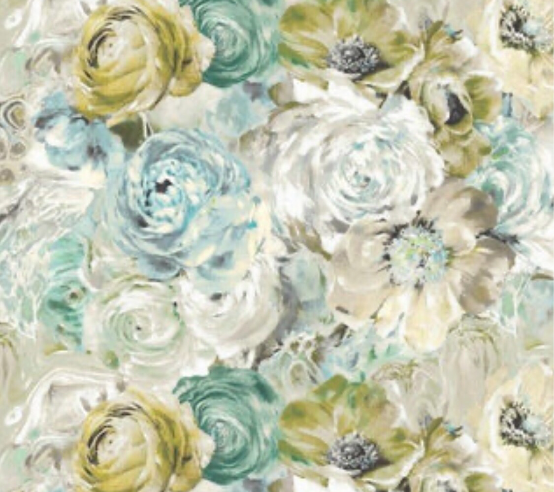 Green Fringe Floral Linen Cushion