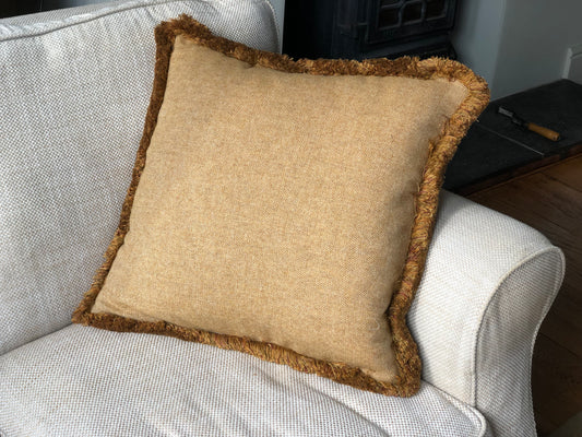 Herringbone Wool Fringe Cushion