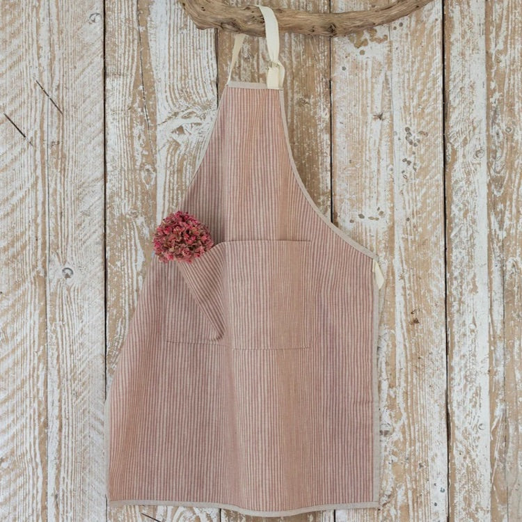 Pink Stripe Linen Apron