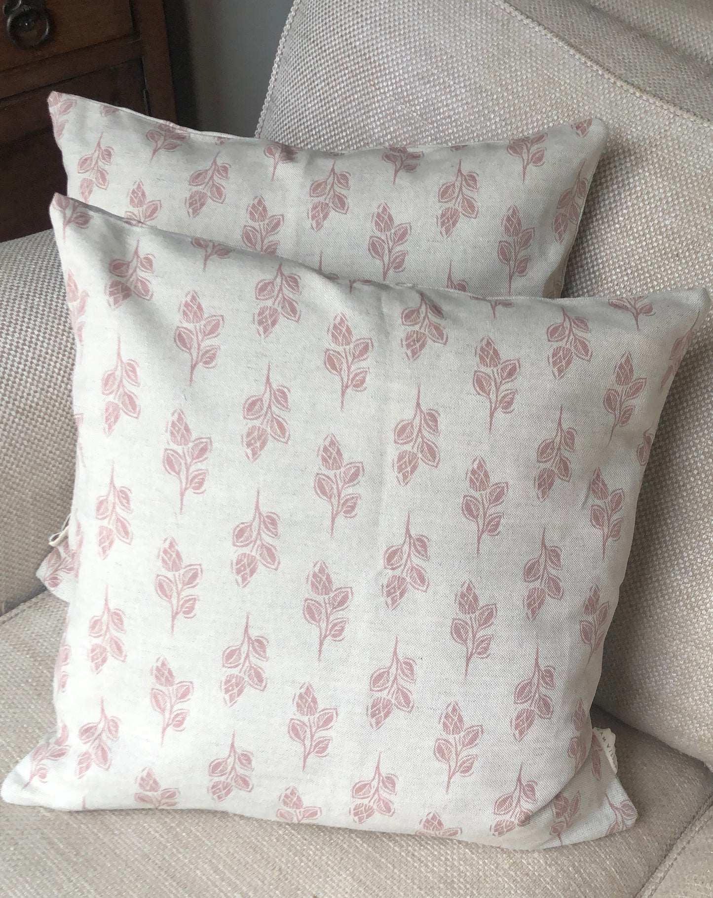 Floral Pink Square Linen Cushion