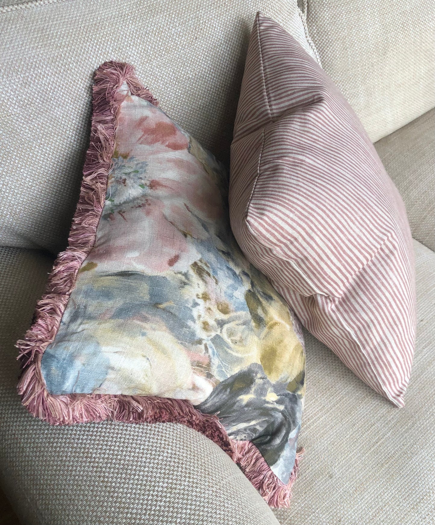 Pink Fringe Cushion.