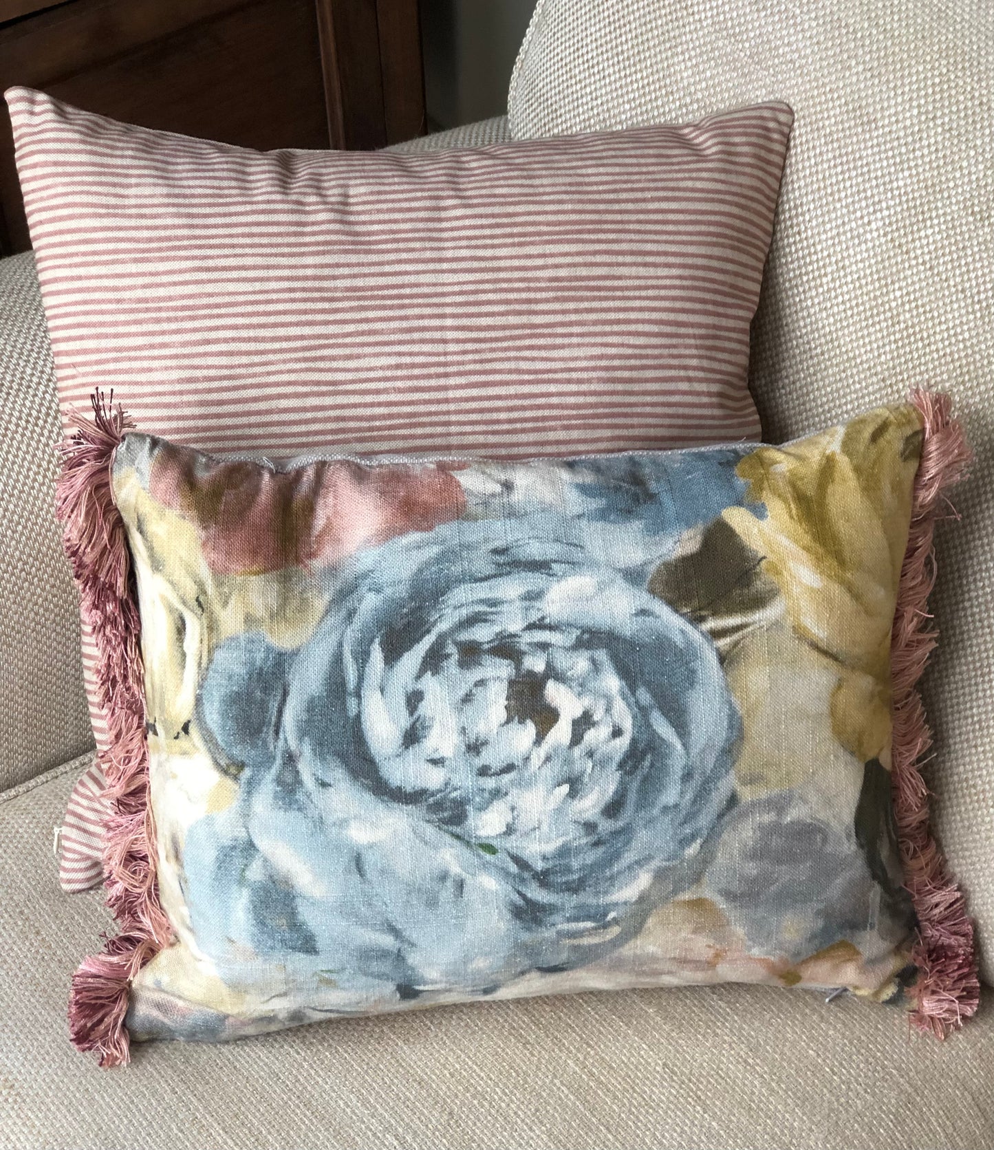Pink Fringe Cushion.