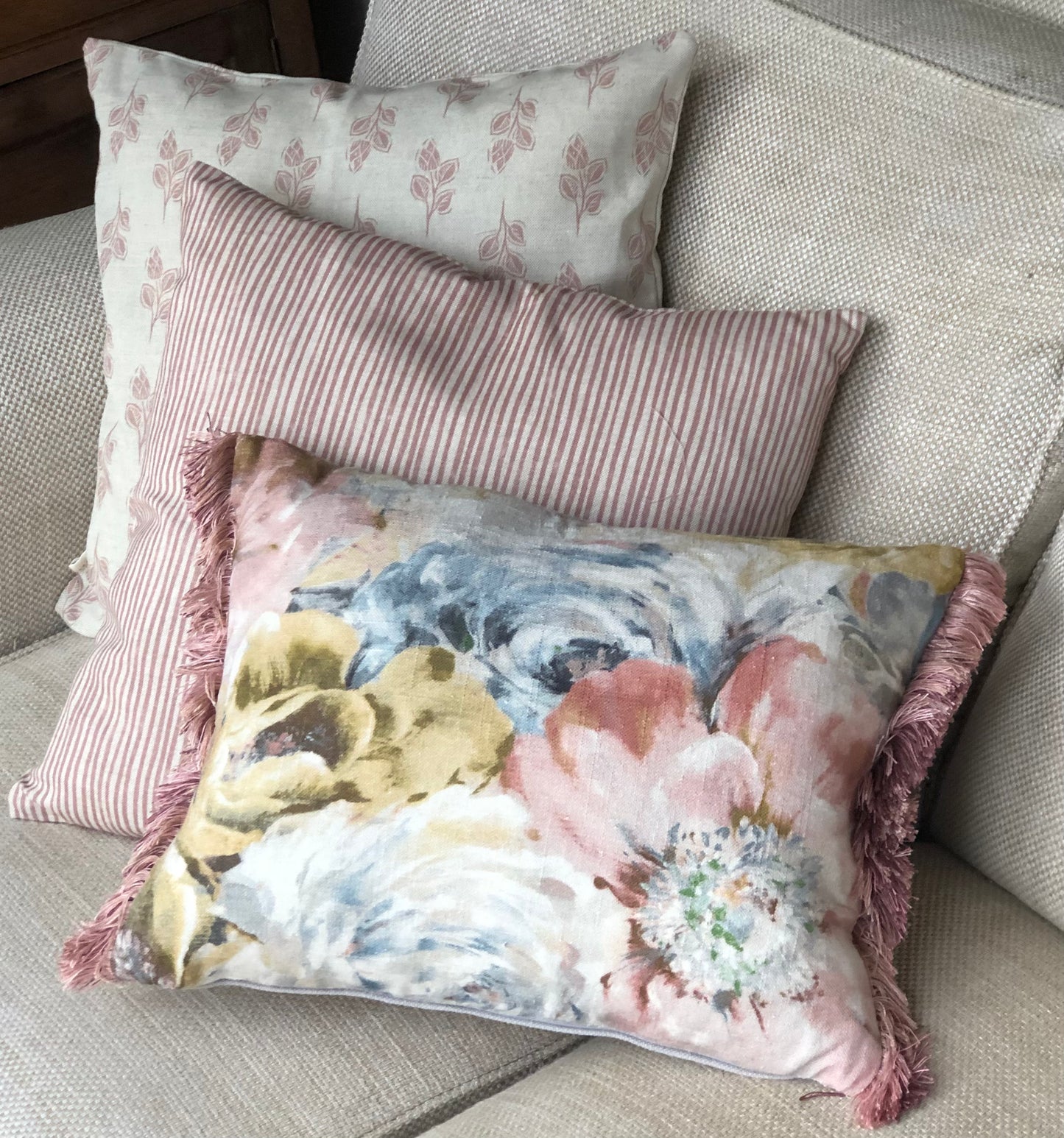 Pink Fringe Cushion.