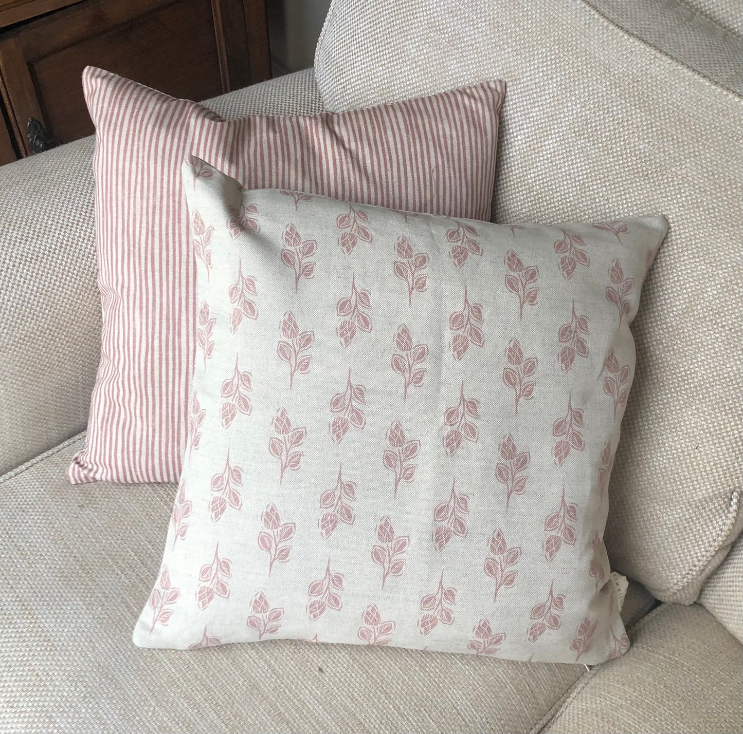 Floral Pink Square Linen Cushion