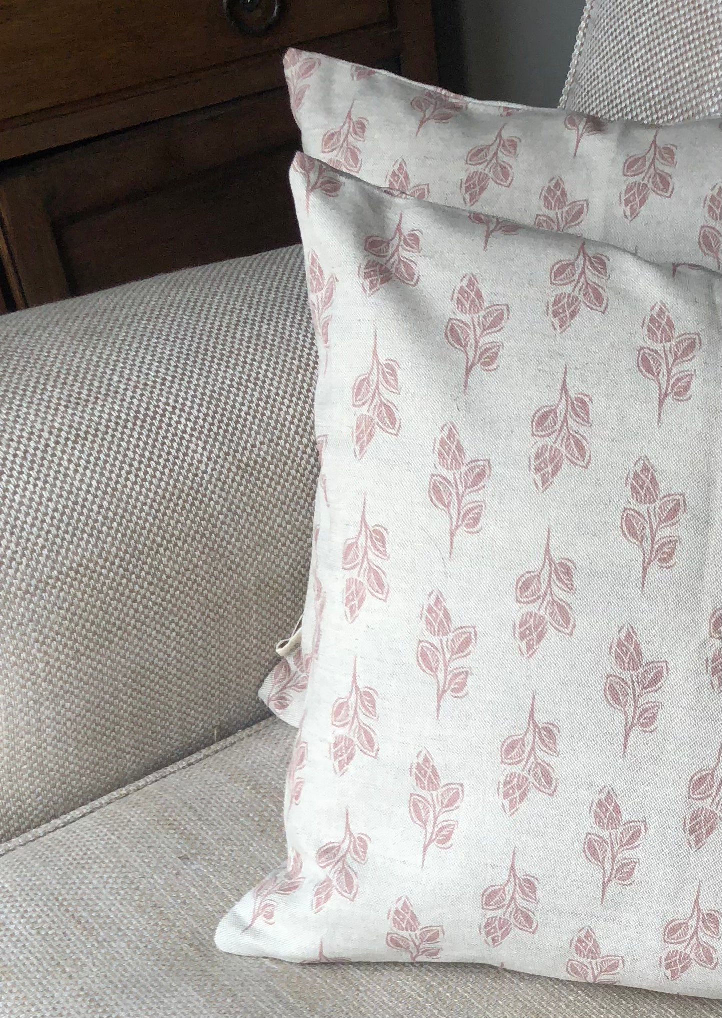 Floral Pink Square Linen Cushion