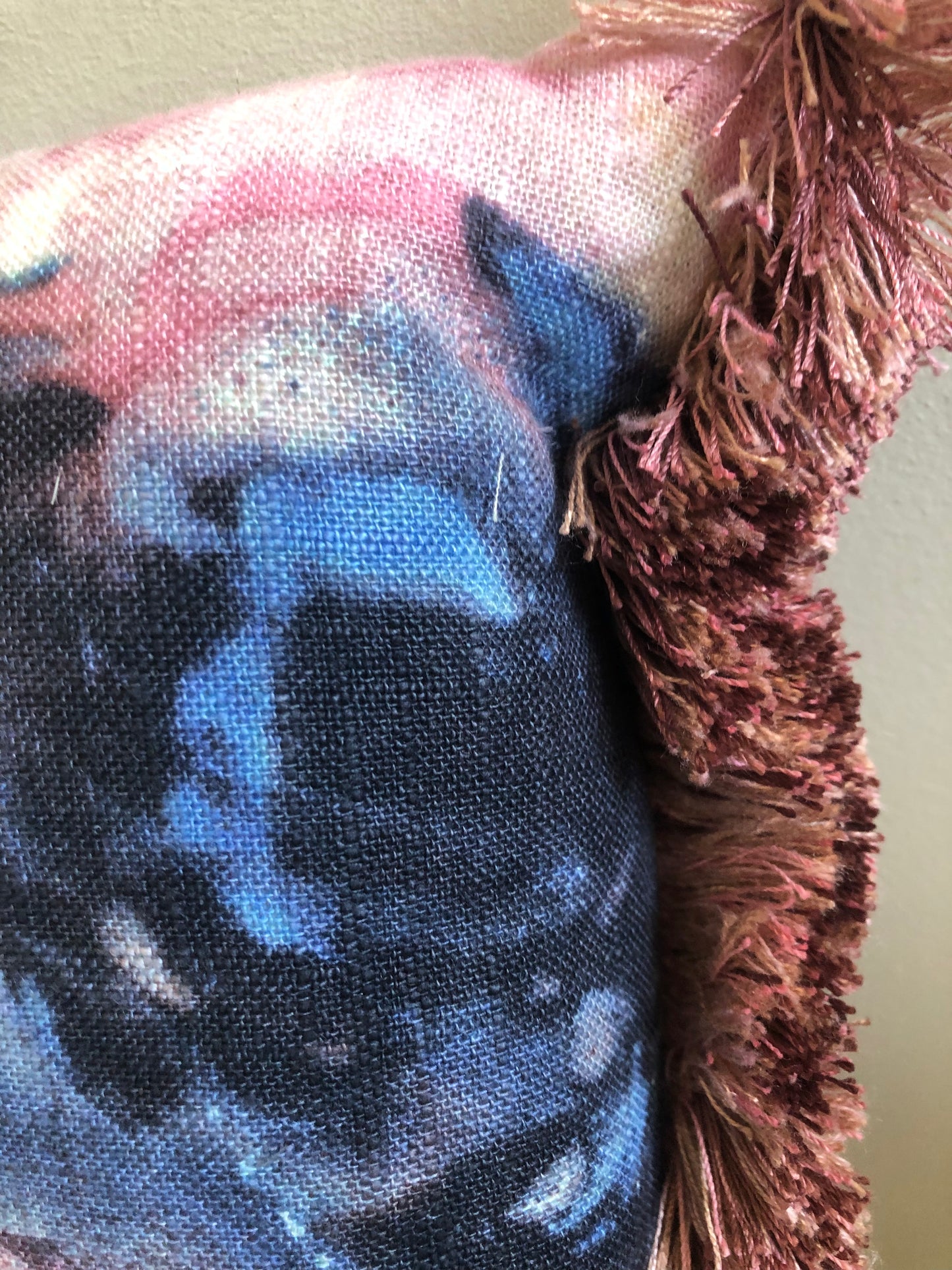 Fringed Indigo Floral Cushion.