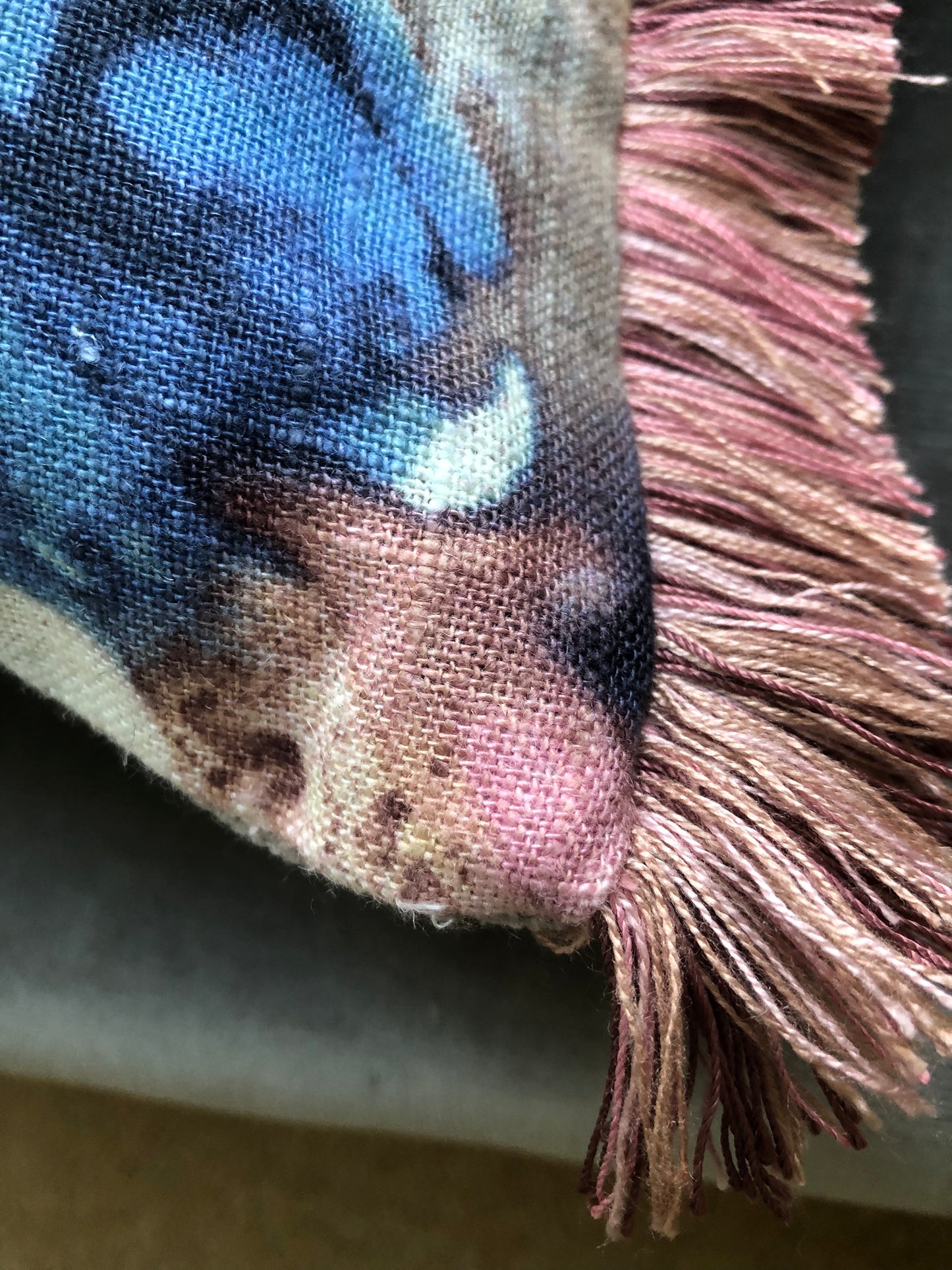 Fringed Indigo Floral Cushion.