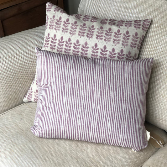 Aubergine Stripe Rectangle Linen Cushion