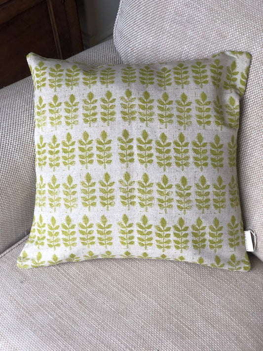 Green Leaf Print Square Cushion