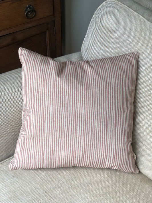 Pink Stripe Square Linen Cushion