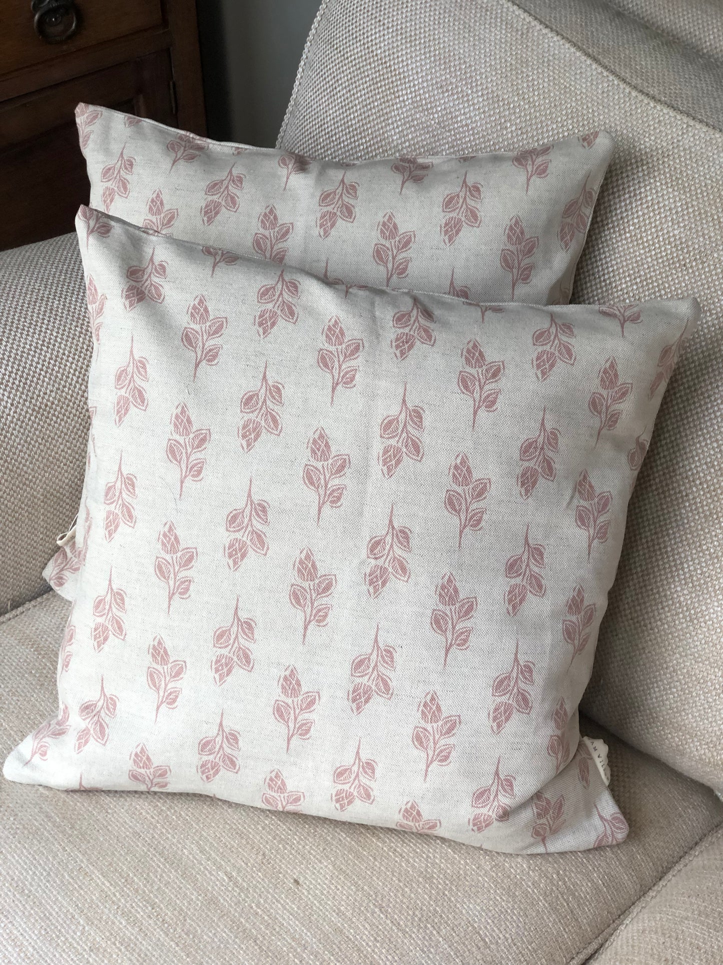 Floral Pink Square Linen Cushion