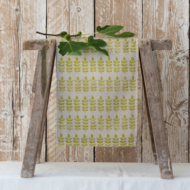 Green Leaf Print Table Runner